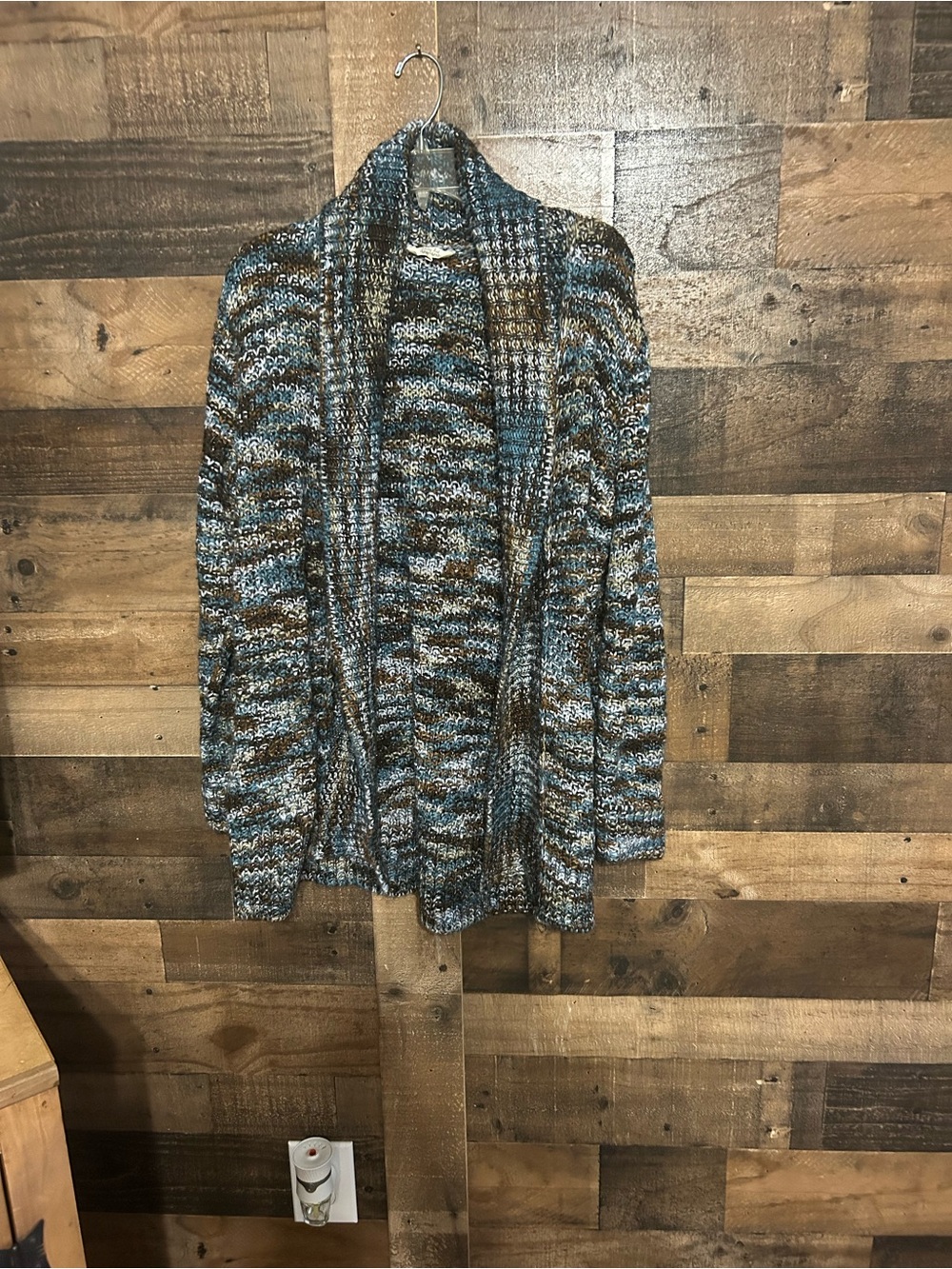 Anthropologie Marled Open-Front Cardigan - Blue, Gray, Brown